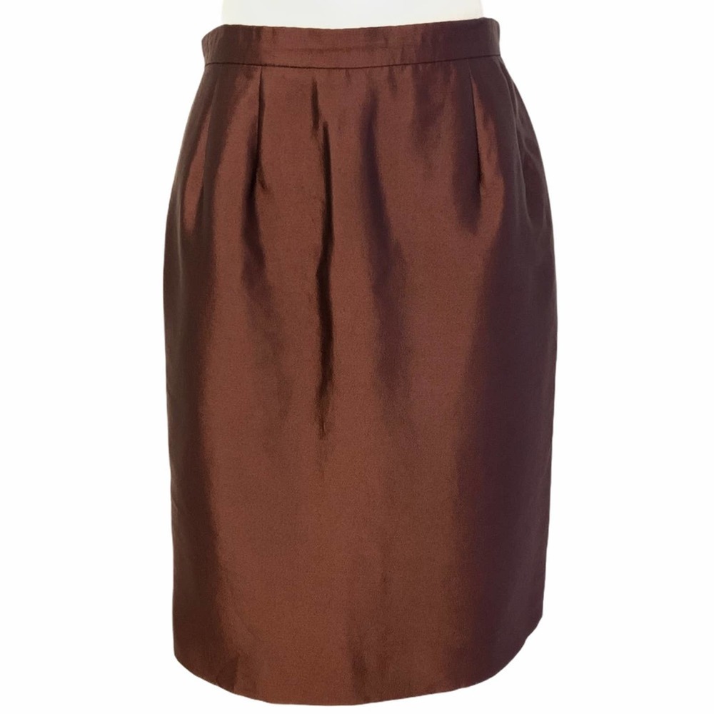Pamela Dennis Couture Vintage Silk Skirt Shimmering Rust Size 10
